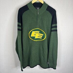 Sogo Sports CFL Edmonton Eskimos Knit Quarter Zip Sweater TG/XL Green Black